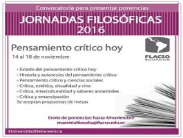 Convocatoria para presentar ponencias Jornadas Filosóficas 2016