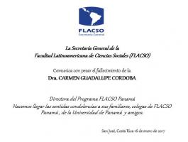 FLACSO Lamenta el Fallecimiento de la Dra. CARMEN GUADALUPE CORDOBA