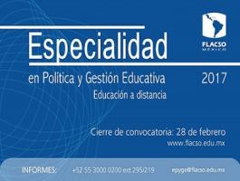 Convocatoria abierta para la Especialidad en Política y Gestión Educativa
