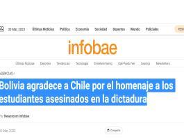 Bolivia agradece a Chile por el homenaje a los estudiantes asesinados en la dictadura